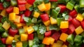 Diced Red, Yellow, and Green Bell Peppers with Cilantro Royalty Free Stock Photo