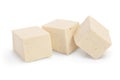 Diced tofu cheese isolated on white background with clipping path and full depth of field, Royalty Free Stock Photo