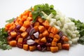 Diced Vegetables on white background