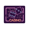 Dices casino neon light label Royalty Free Stock Photo