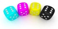 Dices of cmyk colors Royalty Free Stock Photo