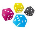 Dices with CMYK colors. Royalty Free Stock Photo