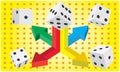 Dices are on different directions Royalty Free Stock Photo