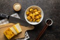 Dices of fried tofu