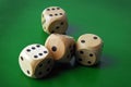 Dices on green background Royalty Free Stock Photo
