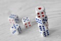 Dices with a heart - Concept of risk and chance on love Royalty Free Stock Photo