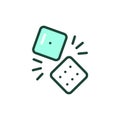 Dices line icon. Isolated vector element.