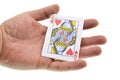 Dices and playing cards on white background