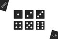 Dices Set 1 To 6 - Vector Illustration - Isolated On White Background Royalty Free Stock Photo