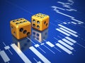 Dices and stock chart. Royalty Free Stock Photo