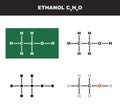 Vector molecule of ethanol or ethyl alcohol in several variants - organic chemistry concept