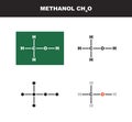 Vector molecule of methanol or methyl alcohol in several variants - organic chemistry concept