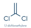 1,1-dichloroethene DCE polyvinylidine chloride PVDC building block. Skeletal formula. Royalty Free Stock Photo