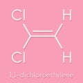 1,1-dichloroethene DCE polyvinylidine chloride PVDC building block. Skeletal formula. Royalty Free Stock Photo
