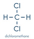 Dichloromethane DCM solvent molecule. Skeletal formula. Royalty Free Stock Photo