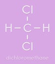 Dichloromethane DCM solvent molecule. Skeletal formula. Royalty Free Stock Photo