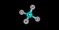 Dichloromethane molecular structure isolated on black