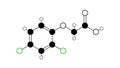 2.4-dichlorophenoxyacetic acid molecule, structural chemical formula, ball-and-stick model, isolated image herbicide Royalty Free Stock Photo