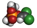 Dichlorvos organophosphate insecticide molecule. Neurotoxin pesticide that blocks the acetylcholinesterase enzyme