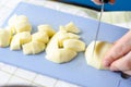 Dicing apples Royalty Free Stock Photo