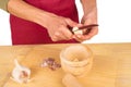 Dicing garlic Royalty Free Stock Photo