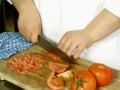 Dicing tomatoes Royalty Free Stock Photo