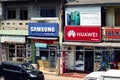 Dickwella, Sri-Lanka - January 26, 2019: Samsung Huawei Store Competition in Dickwella