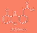 Diclofenac pain and inflammation drug NSAID molecule. Skeletal formula. Royalty Free Stock Photo