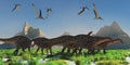 Dicraeosaurus Dinosaur Herd Royalty Free Stock Photo