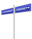 Dictatorship Democracy Signpost Royalty Free Stock Photo