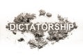 Dictatorship word written in dust as politic ideology Royalty Free Stock Photo