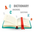 Dictionary with all answers to questions promo emblem Royalty Free Stock Photo