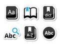 Dictionary book icons set Royalty Free Stock Photo