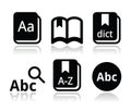 Dictionary book icons set