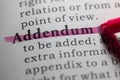 Dictionary definition of addendum Royalty Free Stock Photo