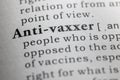 Dictionary definition of anti-vaxxers