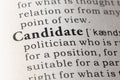 Dictionary definition of candidate
