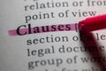 Dictionary definition of clauses