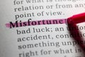 Dictionary definition of misfortune Royalty Free Stock Photo
