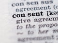 Dictionary definition of word consent Royalty Free Stock Photo