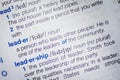 Dictionary definition of the dictionary word leader and leadership Royalty Free Stock Photo