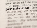 Dictionary definition of word permission Royalty Free Stock Photo