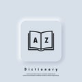 Dictionary icon. Glossary. Badge with book. Dictionary logo. Library icon. Vector EPS 10. UI icon. Neumorphic UI UX white user Royalty Free Stock Photo