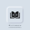 Dictionary icon. Glossary. Badge with book. Dictionary logo. Library icon. Vector EPS 10. UI icon. Neumorphic UI UX white user Royalty Free Stock Photo