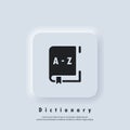 Dictionary icon. Glossary. Badge with book. Dictionary logo. Library icon. Vector EPS 10. UI icon. Neumorphic UI UX white user Royalty Free Stock Photo