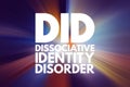 DID - Dissociative Identity Disorder acronym, medical concept background