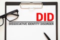 DID - Dissociative Identity Disorder acronym, medical concept background