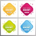 Did you know labels. Set of Banners or sticker with Interesting fact.