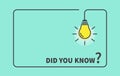 Did you know. Light bulb on green background. Creative idea and inspiration concept. Vector illustration