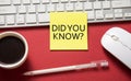 Did you know? message on sticky note Royalty Free Stock Photo